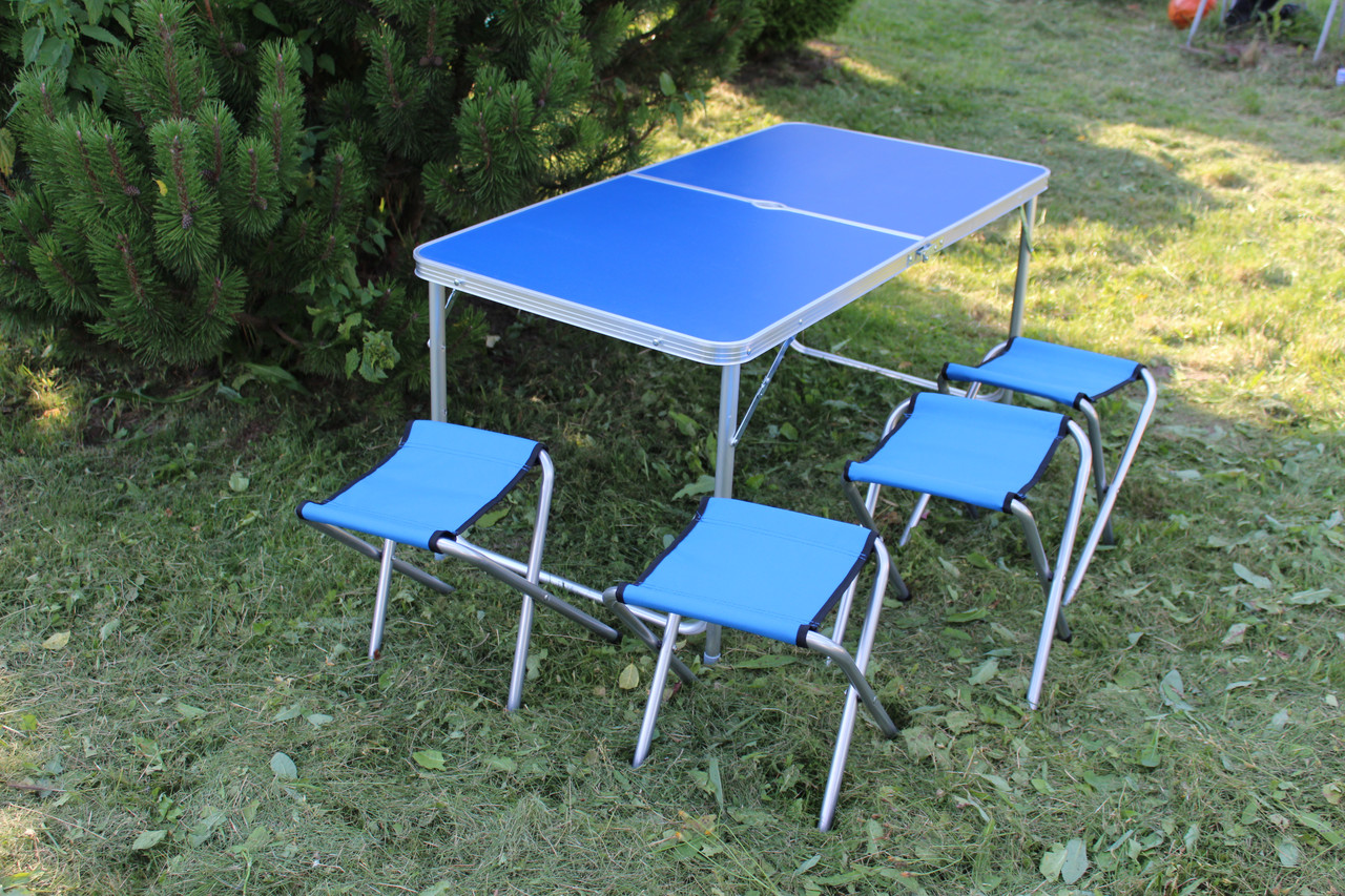 Раскладной стол чемодан AUSINI (120х60х70), 4стула (синий) - фото 3 - id-p161647789