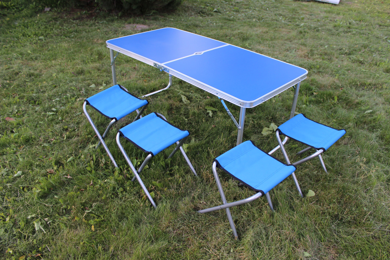 Раскладной стол чемодан AUSINI (120х60х70), 4стула (синий) - фото 5 - id-p161647789