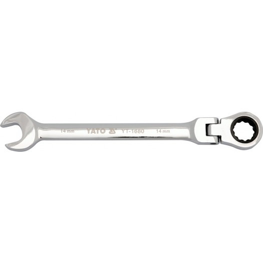 Ключ рожково-накидной с трещоткой шарнирный 8мм CrV "Yato" YT-1674