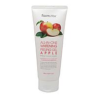 Гель-скатка с экстрактом улитки и яблока Farmstay ALL IN ONE WHITENING PEELING GEL CREAM APPLE 180мл