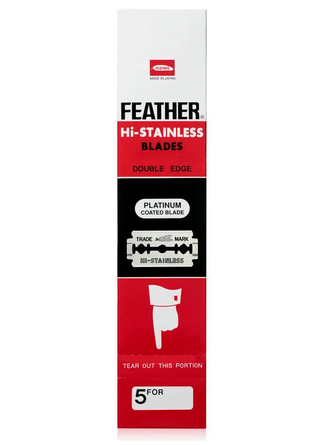 Feather Двусторонние лезвия HI-Stainless double edge blades, 100 штук