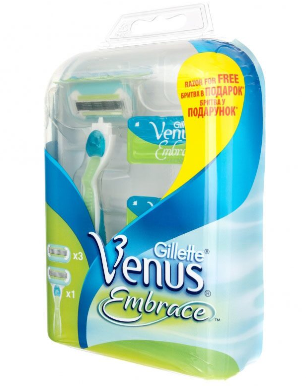 Подарочный набор VENUS Embrace (Бритва с 1 сменной кассетой + сменные кассеты для бритья 3 шт.