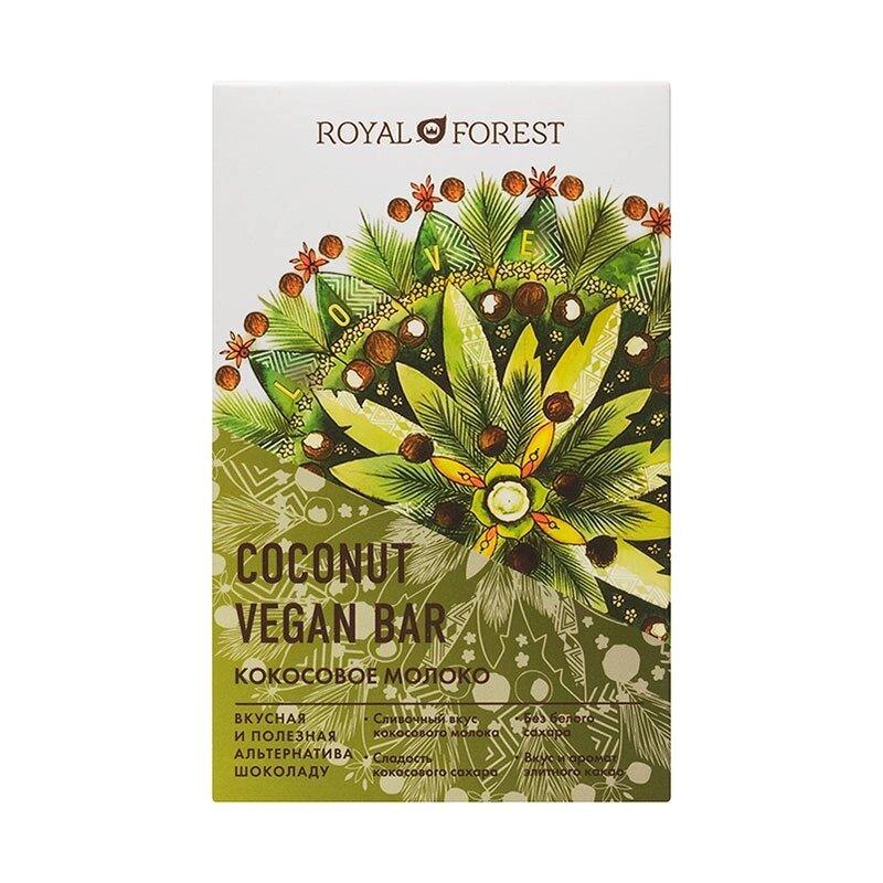 Кокосовый веганский шоколад Royal Forest молочный, 50 г