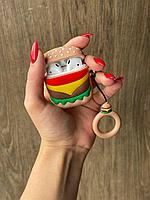 Чехол силиконовый для наушников AirPods 1/2 "cheeseburger"