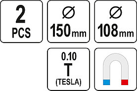 Тарелка магнитная 150, 108мм (набор 2шт.) "Yato" YT-08302, фото 3