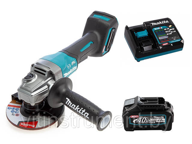 Угловая шлифмашина аккумуляторная GA013GZ (GA 013 GZ) ) MAKITA 40V XGT + аккумулятор 2.5Ач и зарядное усторйст - фото 1 - id-p161801687