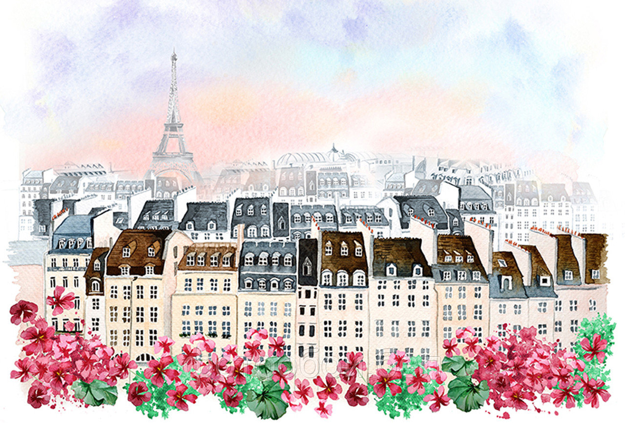Фотообои Париж с цветами(аква) - фото 1 - id-p161810537