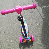 Самокат Граффити Maxi Розовый трехколесный c фонариком на руле/ артикул 8522P, фото 2