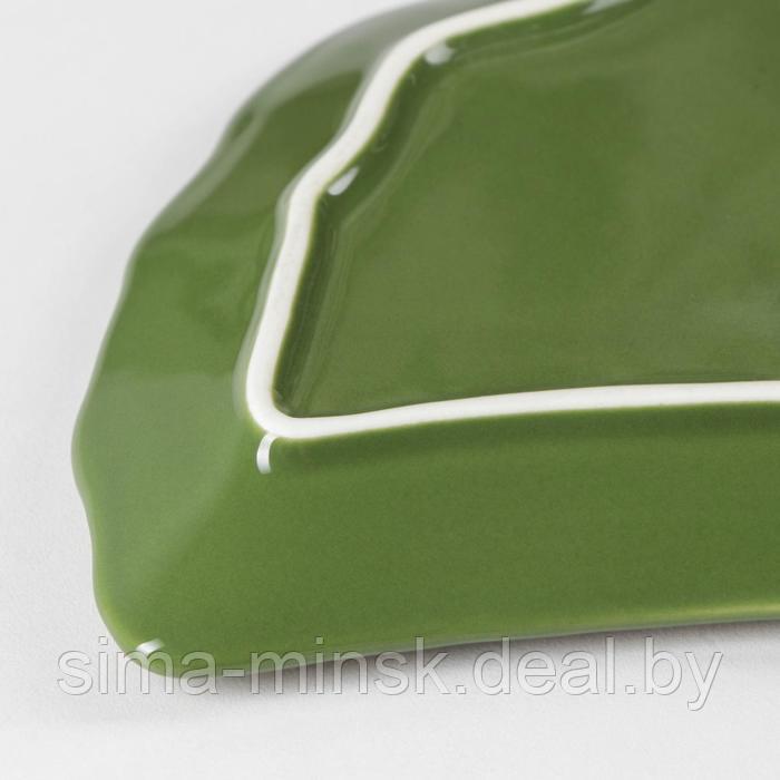 Блюдо керамическое сервировочное «Лист», 26×20 см, цвет зелёный - фото 3 - id-p161814539