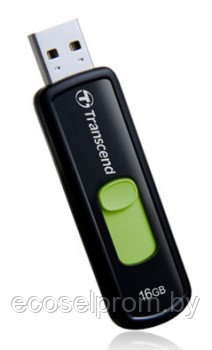 Флэш Диск Transcend 16 Gb Jetflash 500 TS16GJF500 USB 2.0 черный зеленый, РФ - фото 1 - id-p16038913