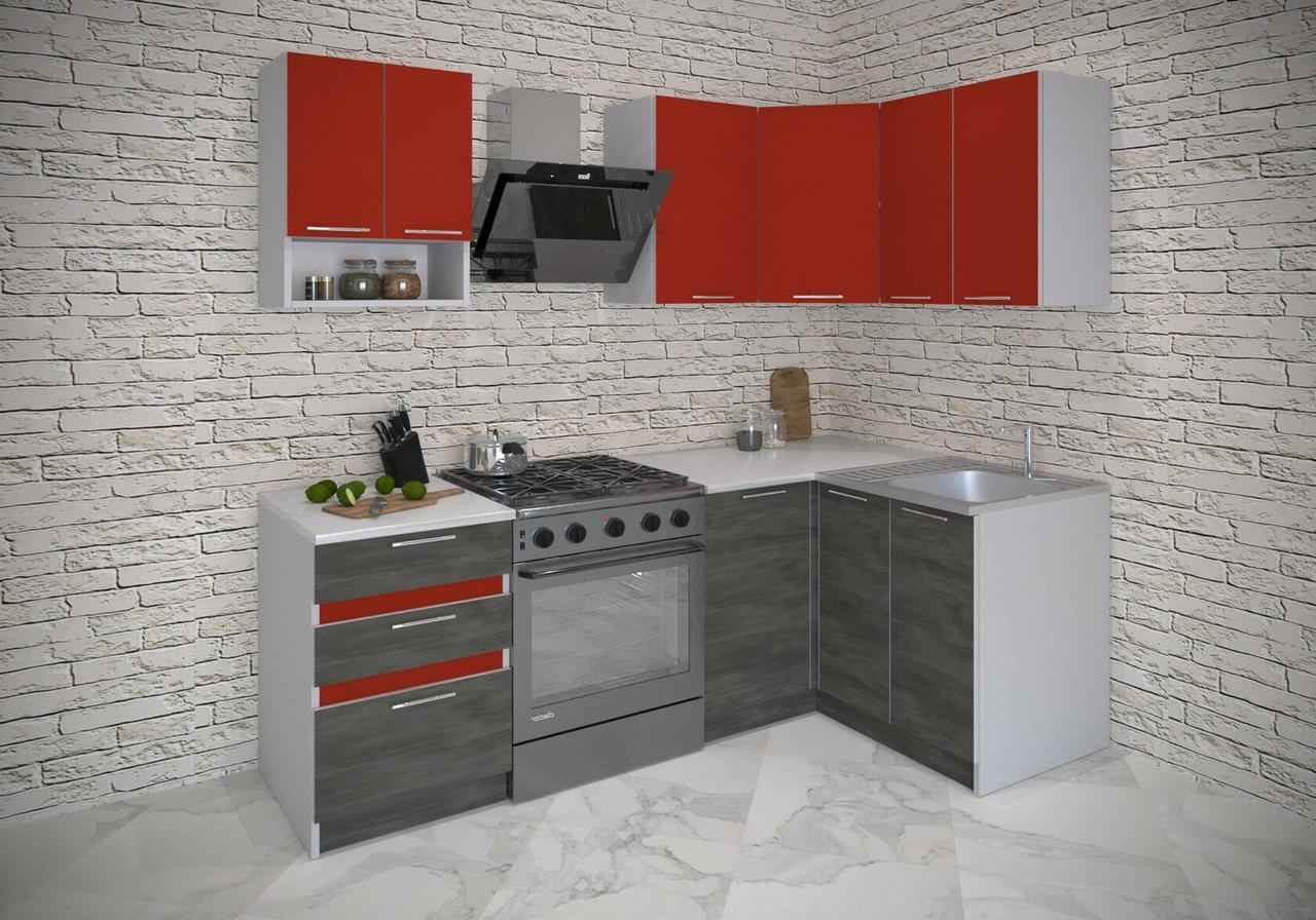 Кухня угловая Красная 1.5x1.2м (150x120 см)