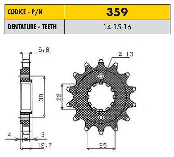 Звездочка ведущая Sunstar 359-15 зубьев