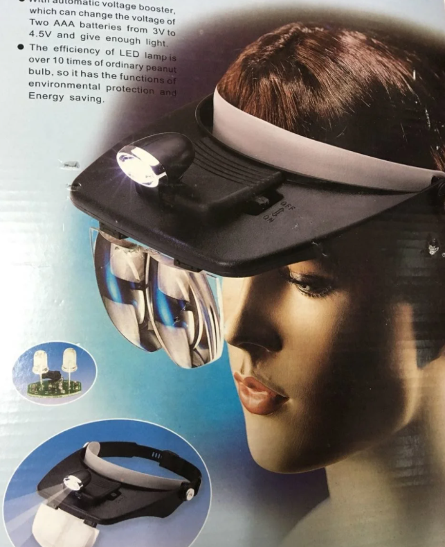 Увеличительные очки-лупа с креплением на голову и подсветкой