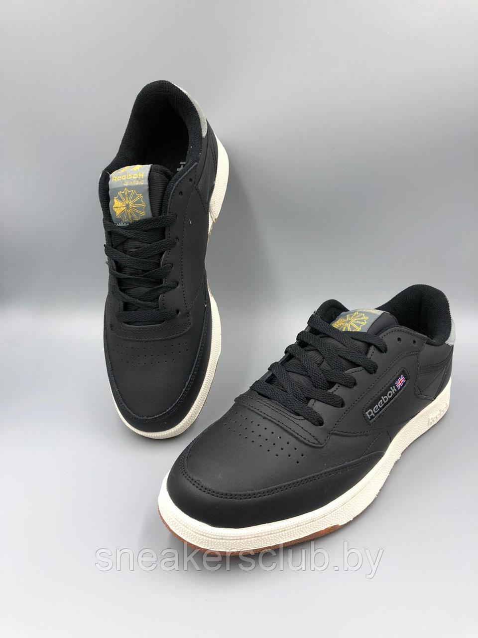 Кеды мужские натуральная кожа Reebok/ черные кроссовки/ повседневные/ демисезонные