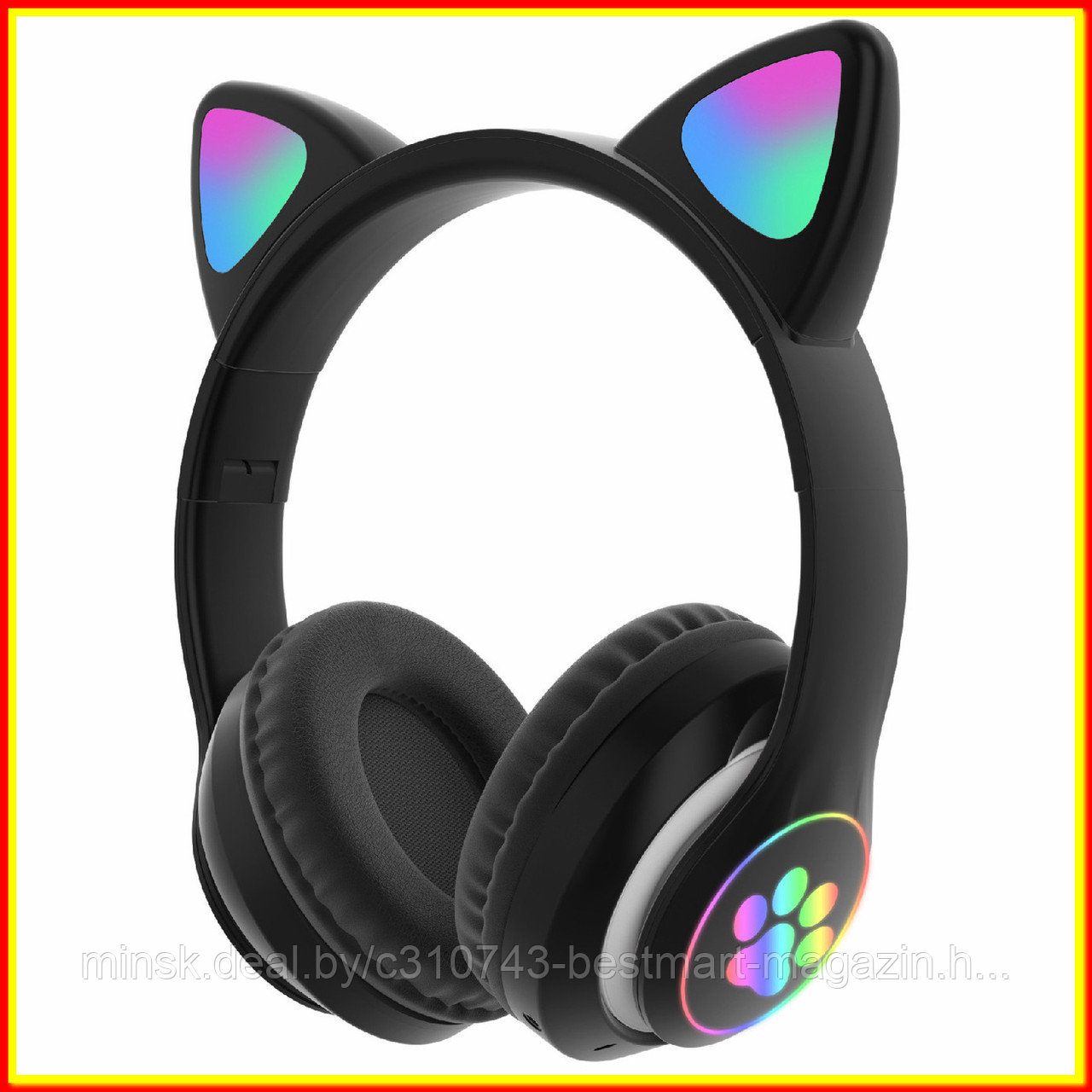 Наушники со светящимися ушками CAT EAR | Черные | Беспроводные - фото 1 - id-p161961432