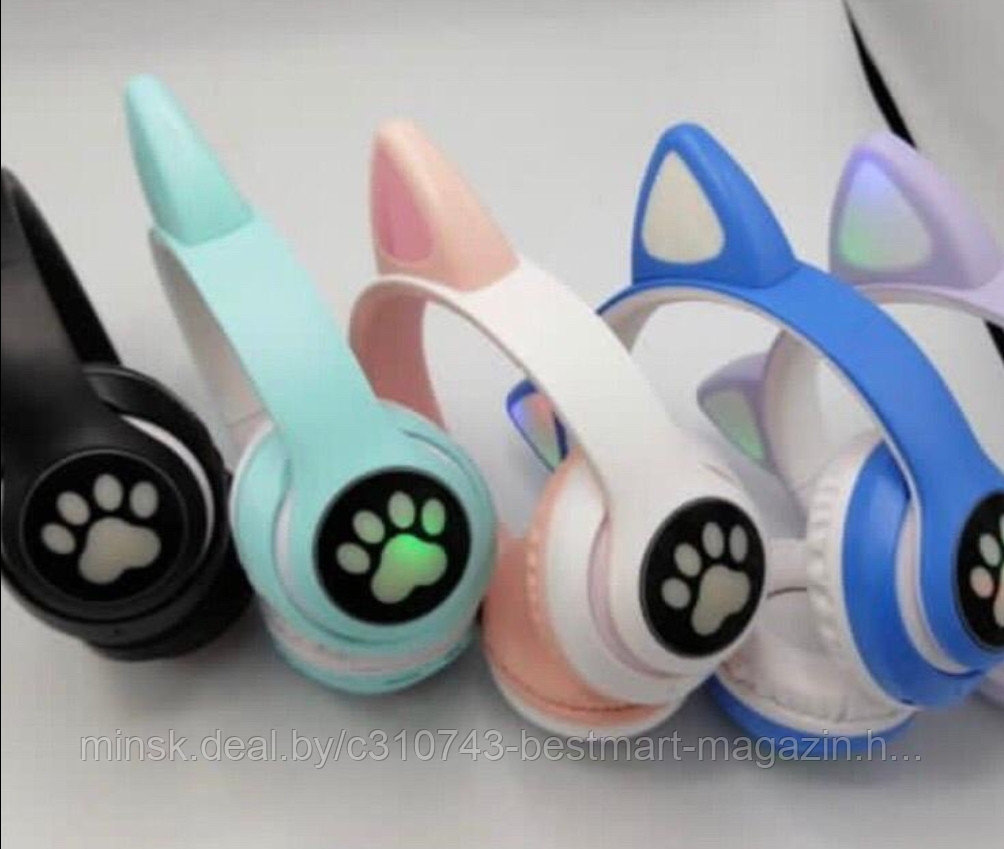 Наушники со светящимися ушками CAT EAR | Синие | Беспроводные - фото 3 - id-p161963168