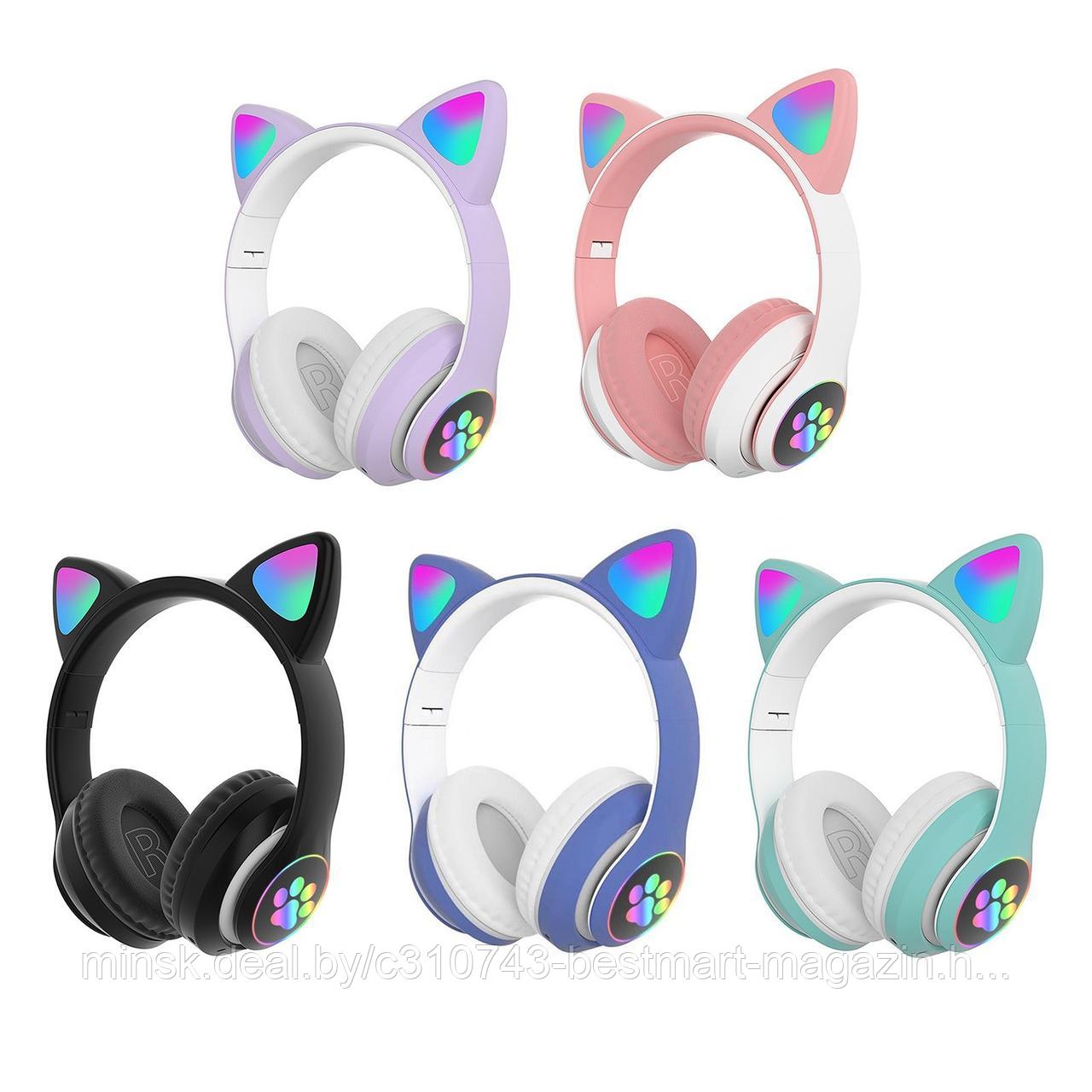 Наушники со светящимися ушками CAT EAR | Синие | Беспроводные - фото 2 - id-p161963168