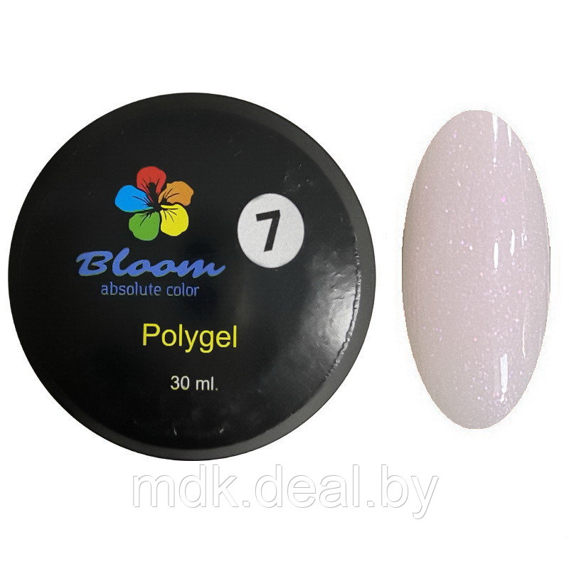 Полигель Bloom №7 30 мл светло-розовый с блестками (баночка) - фото 1 - id-p148000916
