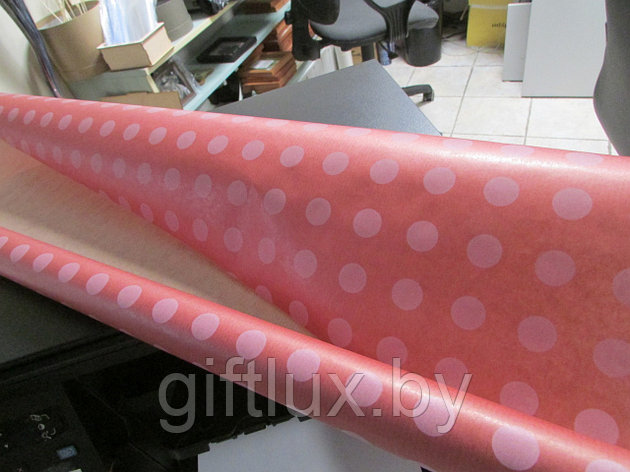 Бумага крафт Горох, 70 см *10 м см ( 40 гр) розовый, фото 2