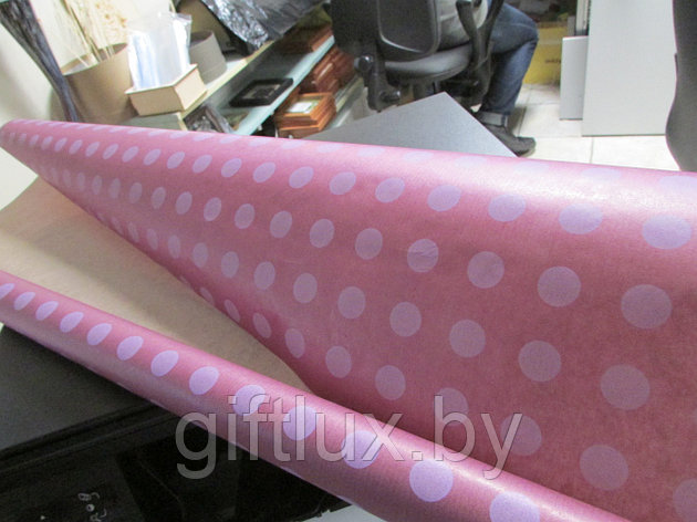 Бумага крафт Горох, 70 см *10 м см ( 40 гр) фиолетовый, фото 2