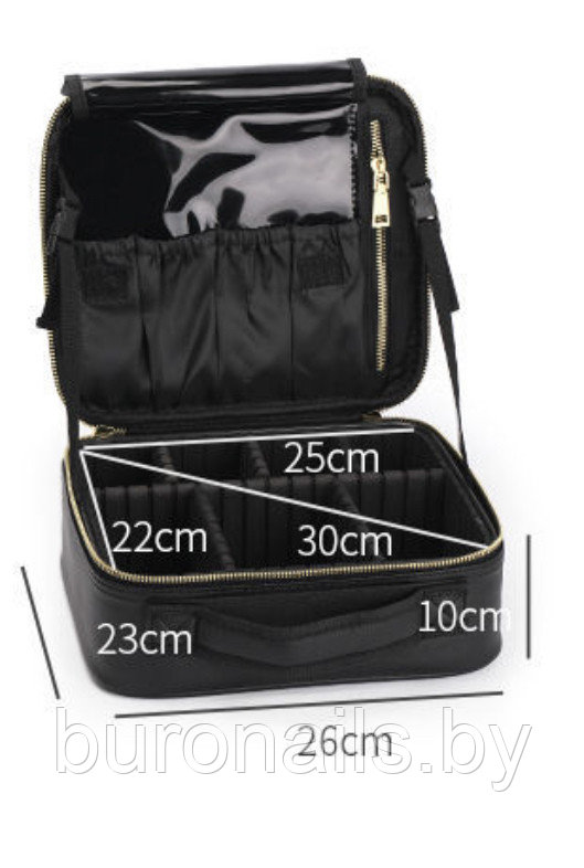 Сумка для косметики, портфель визажиста жен «CALZETTl» черный-белый, маленький, с пропиткой - фото 7 - id-p162046349