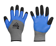Перчатки c серо-синим плотным латексным покрытием (усилено на пальцах) размер 9