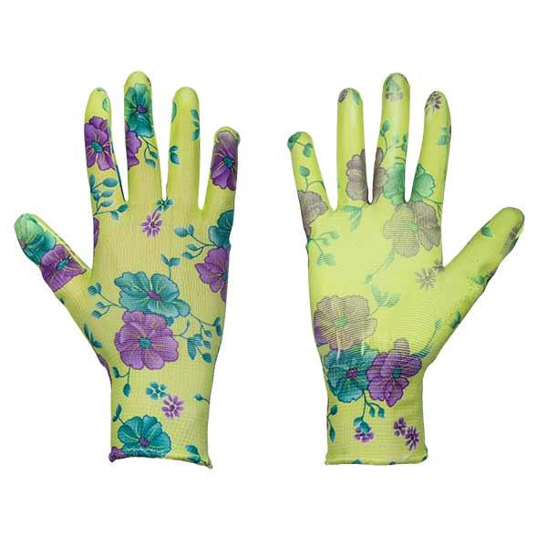 Перчатки PURE FLOXY трикотажные с полиуретановым покрытием, узор "цветы", размер 7 - фото 1 - id-p162106254
