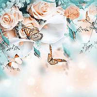 Фотообои Бабочки с розами