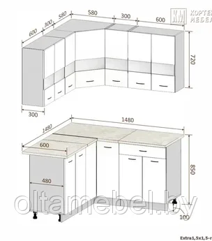 Кухня Корнелия Экстра угловая размер 1,5х1,5 м - фото 3 - id-p162117156