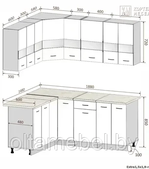 Кухня Корнелия Экстра угловая размер 1,5х1,9 м - фото 3 - id-p162128746