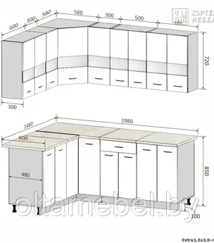 Кухня Корнелия Экстра угловая размер 1,5х2,0 м - фото 3 - id-p162129334