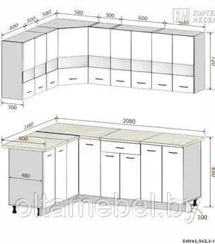 Кухня Корнелия Экстра угловая размер 1,5х2,1 м - фото 3 - id-p162130888