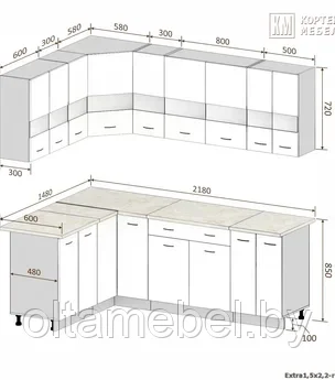 Кухня Корнелия Экстра угловая размер 1,5х2,2 м - фото 3 - id-p162130905