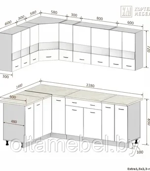 Кухня Корнелия Экстра угловая размер 1,5х2,3 м - фото 3 - id-p162130931