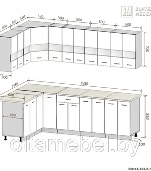 Кухня Корнелия Экстра угловая размер 1,5х2,6 м - фото 3 - id-p162130995