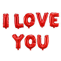 Праздничное украшение фольгированные надувные буквы "I love you" h-40см, фото 1