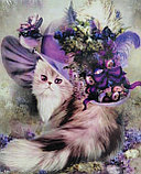Алмазная мозаика " Кот со шляпой в цветах", фото 2