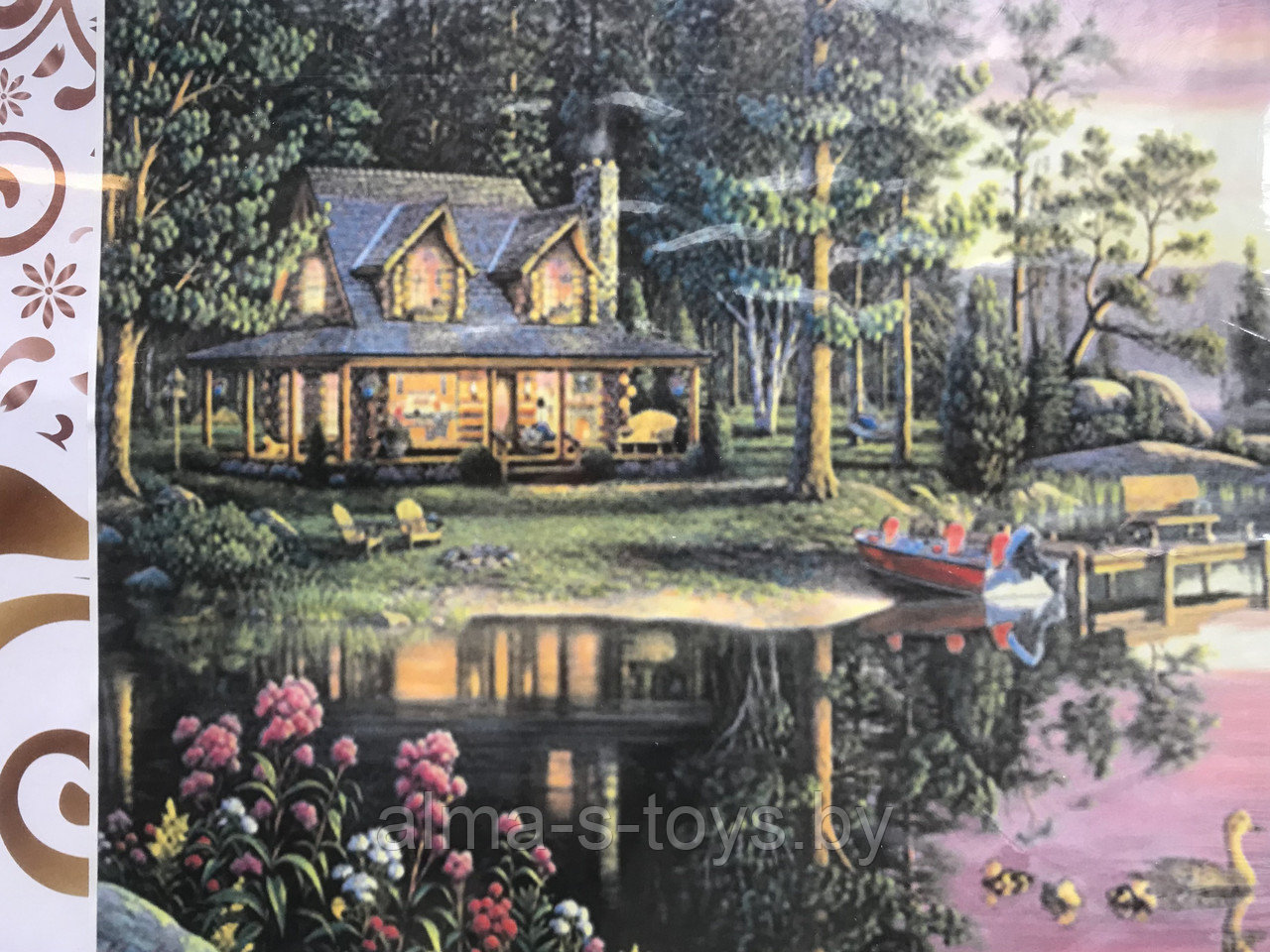 Картина стразами "домик у реки"