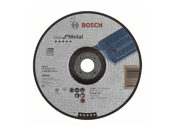 Круг обдирочный 180х7x22.2 мм для металла BOSCH (выпуклый), фото 2