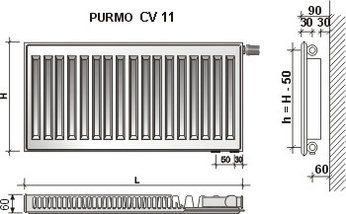 Радиатор стальной PURMO Ventil Compact 11 500х400 (нижнее подключение), фото 3