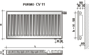 Радиатор стальной PURMO Ventil Compact 11 500х400 (нижнее подключение) - фото 3 - id-p16100187