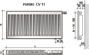 Радиатор стальной PURMO Ventil Compact 11 500х600 (нижнее подключение), фото 3