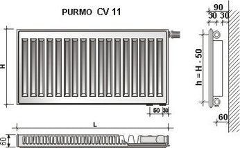 Радиатор стальной PURMO Ventil Compact 11 500х800 (нижнее подключение), фото 3