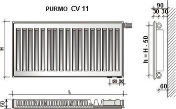 Радиатор стальной PURMO Ventil Compact 11 500х1200 (нижнее подключение), фото 3