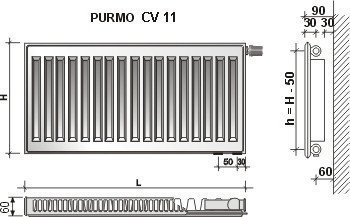 Радиатор стальной PURMO Ventil Compact 11 500х2000 (нижнее подключение) - фото 3 - id-p16111695