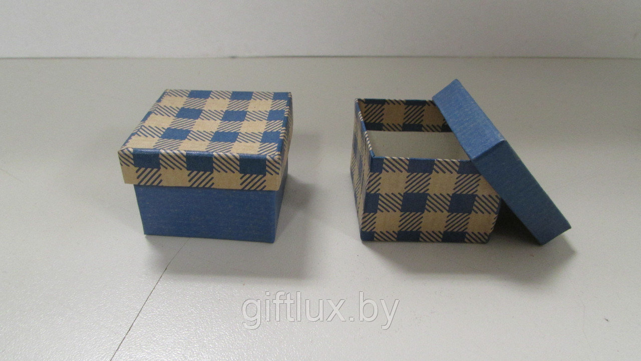 Коробка-малышка "Клетка",4*4*3 см синий