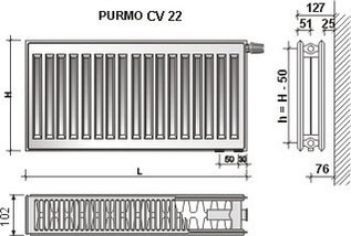 Радиатор стальной PURMO Ventil Compact 22 500х400 (нижнее подключение), фото 2
