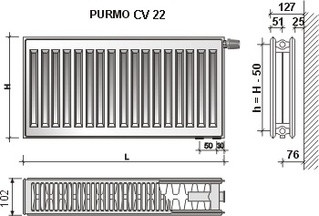 Радиатор стальной PURMO Ventil Compact 22 500х400 (нижнее подключение) - фото 3 - id-p16113763