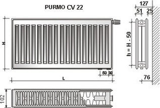 Радиатор стальной PURMO Ventil Compact 22 500х600 (нижнее подключение), фото 2