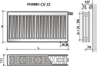 Радиатор стальной PURMO Ventil Compact 22 500х800 (нижнее подключение), фото 2